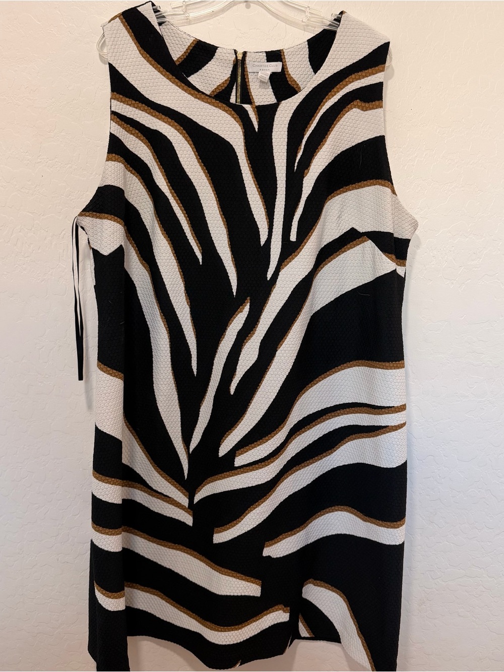 Charter women’s club 3X black white brown zebra midi dress stretch animal print